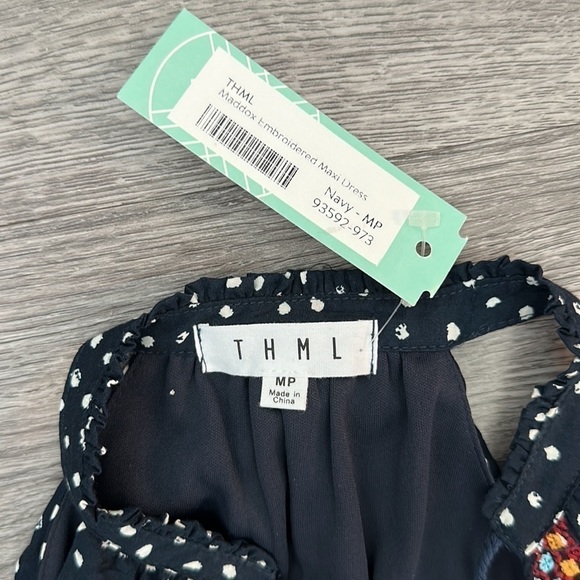 NWT THML Embroidered Paint Dot Maxi Dress - Picture 3 of 6